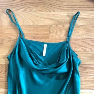 Emerald Green Silk Dress with Cowl Neck